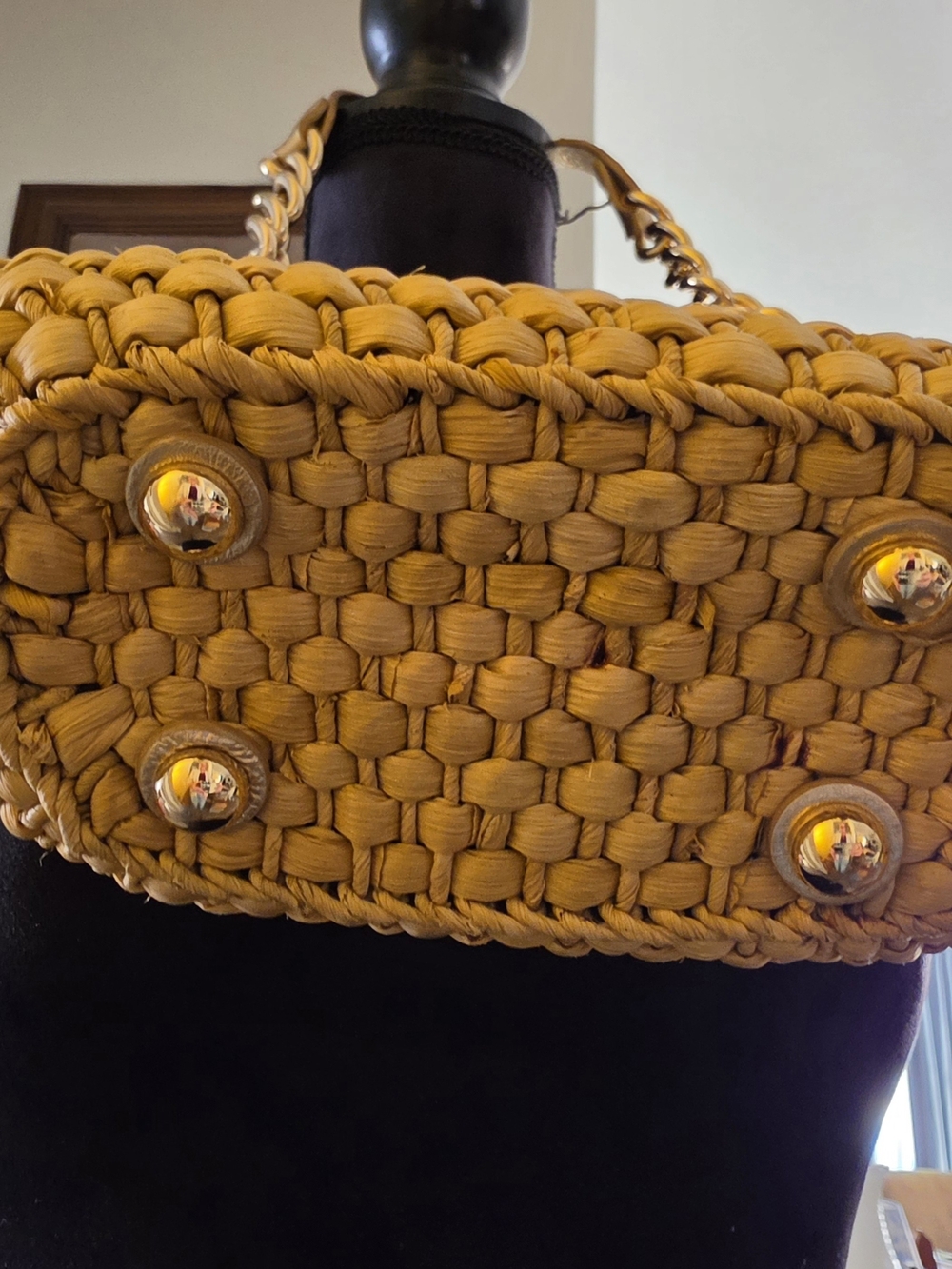 Michael Kors Tan Woven Straw Santorini Tote with Gold Hardware - Picture 4 of 10